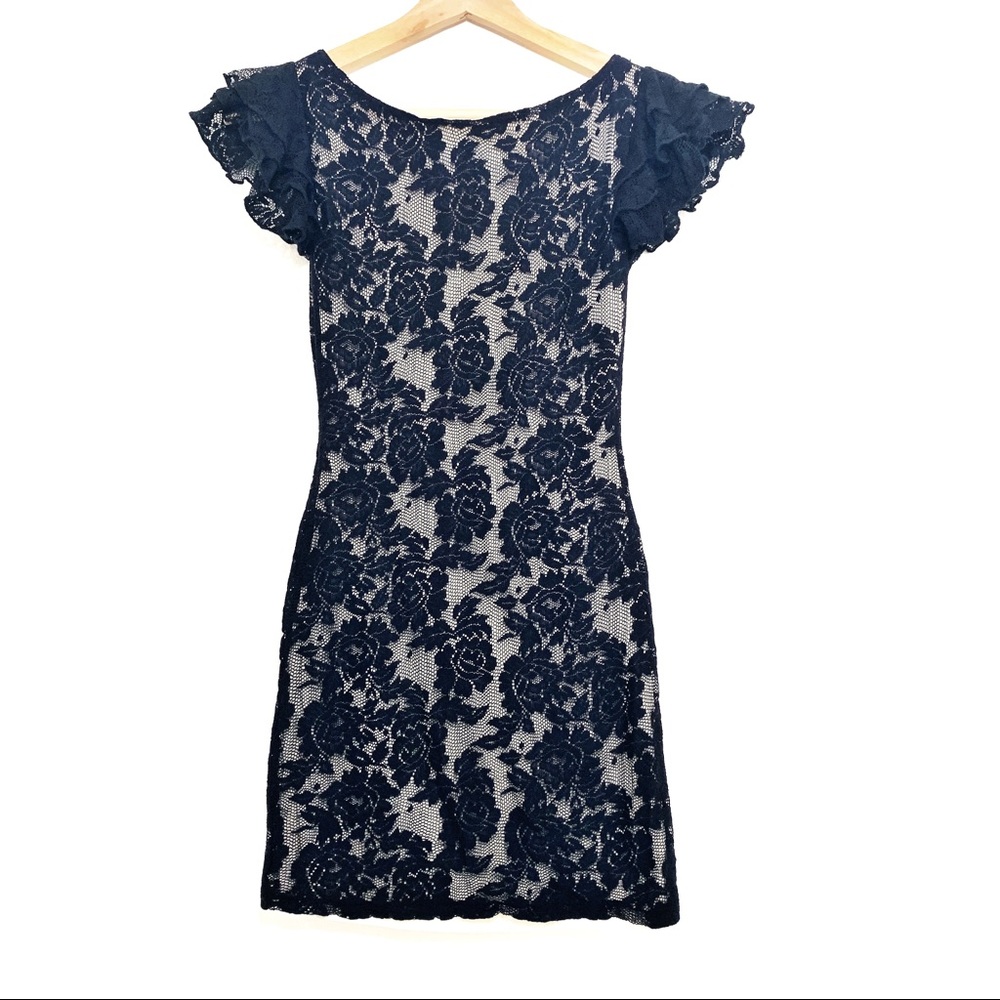 Steve Madden Black Floral Lace Cocktail Dress XS